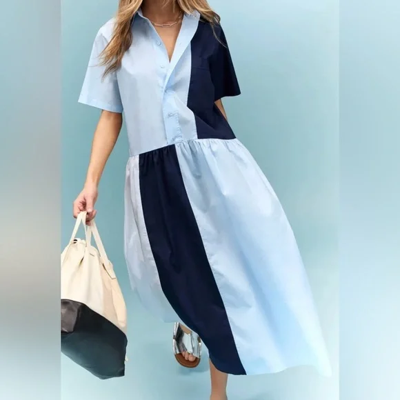 Plan C Light Blue Shirt Dress. Size M - Picture 3 of 14